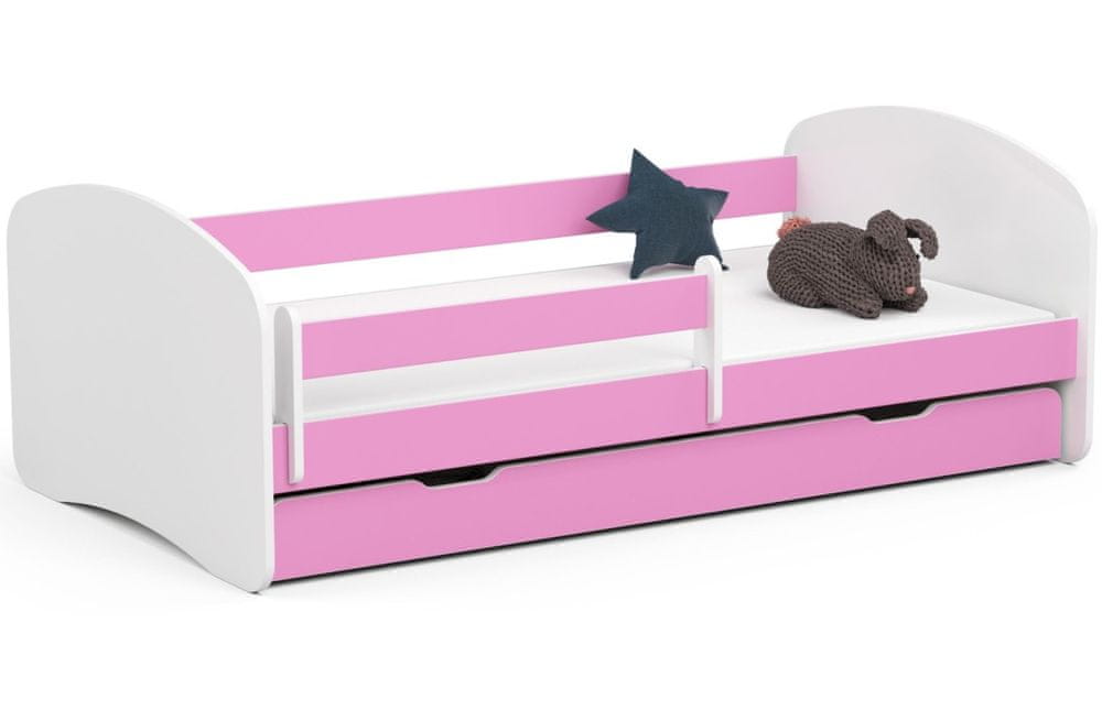 Akord Detská posteľ SMILE 180x90 biela/ružová